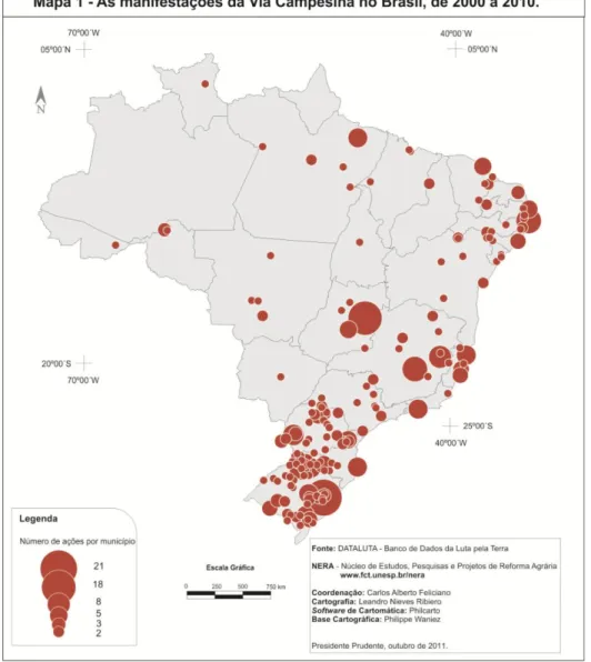 Tabela 1 -Tipos de manifestações da Via Campesina Brasil por ano  Ano/Tipologia