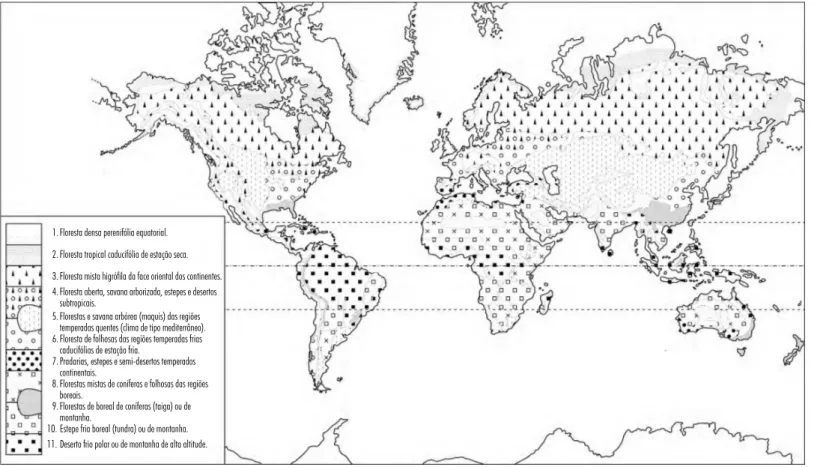Figura 1.4. Mapa esquemático das formações vegetais “originais” há 10.000 anos