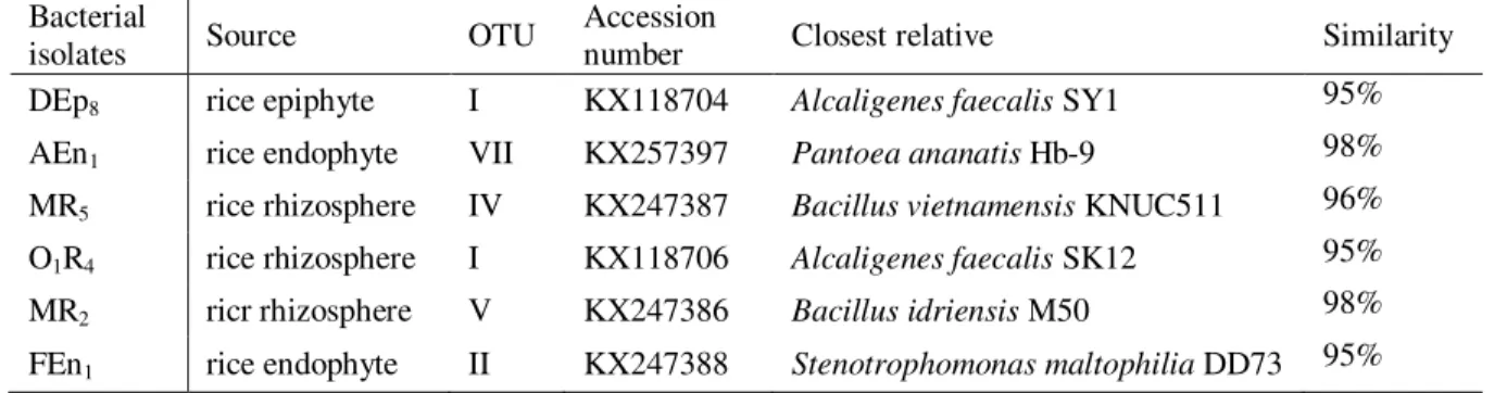 Table 4. Identification of the tested isolates based on partial sequencing of 16S r-DNA gene   Bacterial 