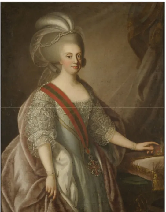 Figura 13: D. Maria I, rainha de Portugal. Pintura atribuída a   Giuseppe Troni (1739-1810) – Palácio Nacional de Queluz, Lisboa