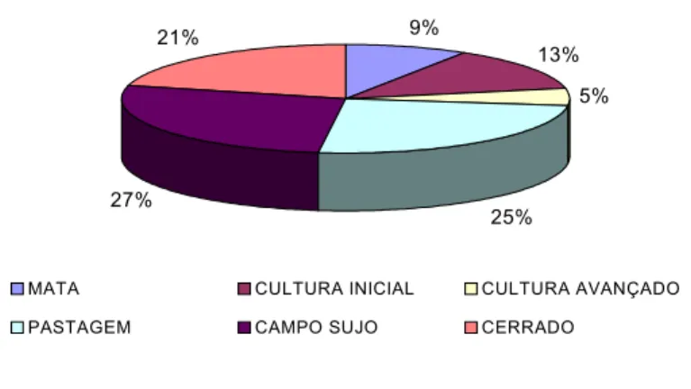Figura 13  Relação de áreas para as classes de Uso de solo da bacia do    alto curso do rio Uberaba