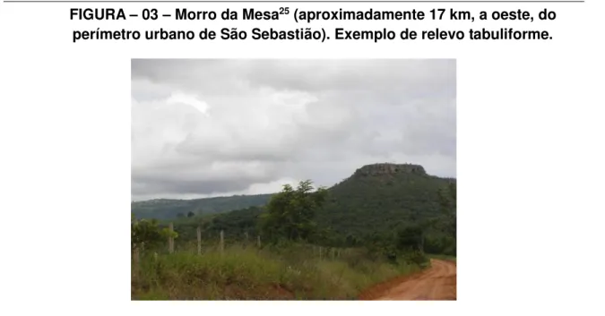 FIGURA  –  03  –  Morro da Mesa 25  (aproximadamente 17 km, a oeste, do  perímetro urbano de São Sebastião)