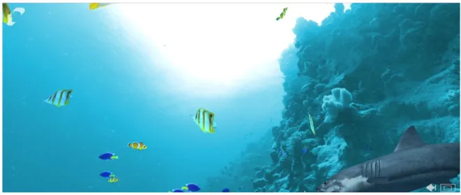 Figura 22 - Ambiente virtual simulando o fundo do mar criado em Papervision.  