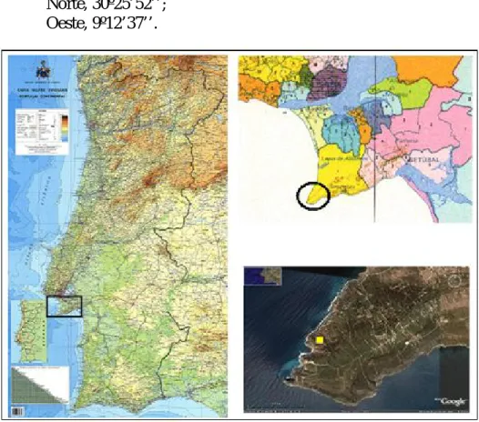 Figura 3 – Localização geográfica do Cabo Espichel e do Alto da Fonte Nova.