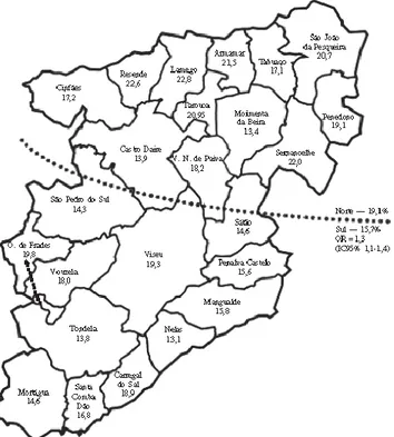 Figura 4: Prevalencia de Excesso de Peso e Obesidade no distrito de  Viseu ( Adaptado de Amaral, Pereira e Escoval (2007) 