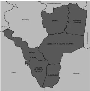 Figura 1: Mapa de freguesias de Albergaria-a-Velha e concelhos limítrofes  