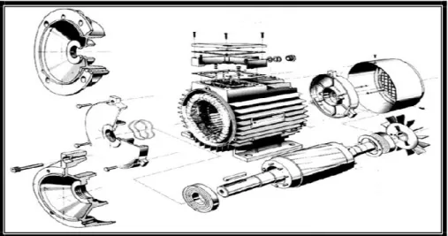 Figura 2 – Componentes de um Motor de Indução (UNIVERSIDADE DE COIMBRA DEPARTAMENTO  DE ENGENHARIA ELETROTÉCNICA – 2000) 