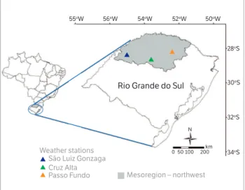 Figure 1. Location of the study area and used meteorological stations. 
