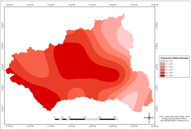 Figura 7: Mapa de precipitação média anual da bacia do rio Paranaíba 