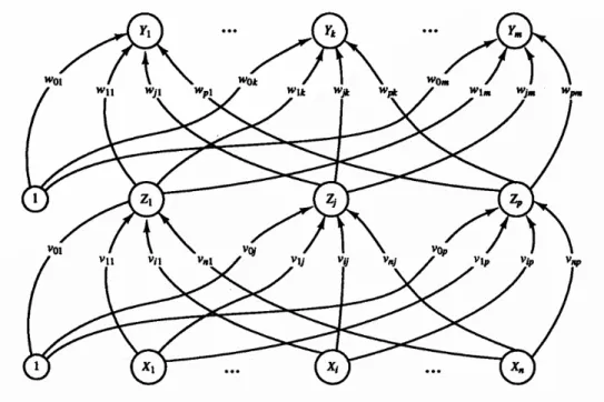 Figura 2.4: Rede MLP - Arquitetura [Fausett 1994].