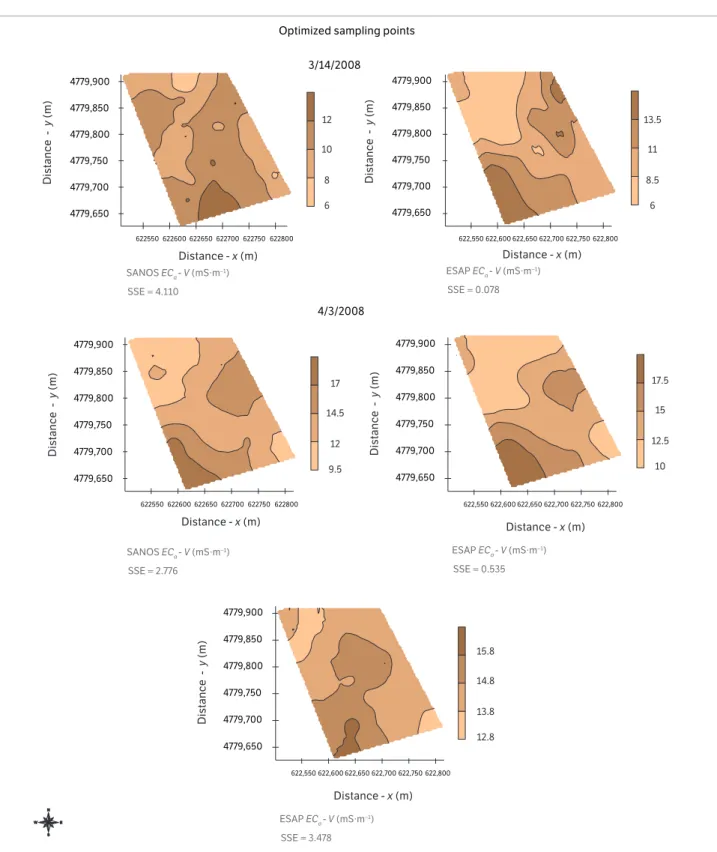 Figure 8. Map of the estimated values obtained by ordinary kriging for optimized sampling points.