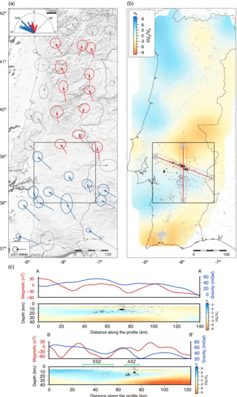 Figure 6. Global Navigation Satellite System velocities (Palano et al., 2015) and S wave velocity perturbations (Silveira et al., 2016)