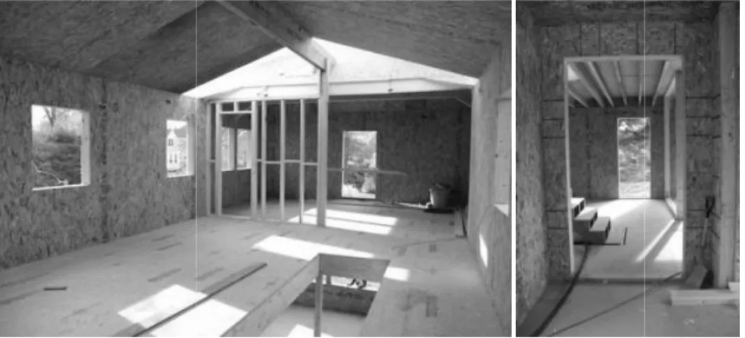 Figura 31.  Interior sem acabamentos de habitação executada a apenas em  madeira e S.I.P.’s, 
