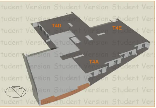 Figura 27 - Modelo 3D do piso em estudo com sombras virado a Este 