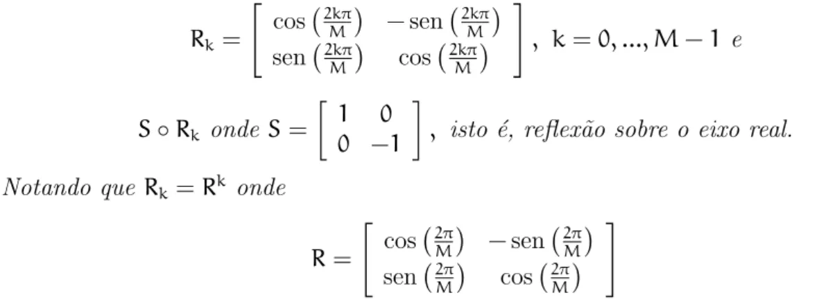Figura 2: Representa¸c˜ao da a¸c˜ao do grupo D 7 com elementos em S 1 .