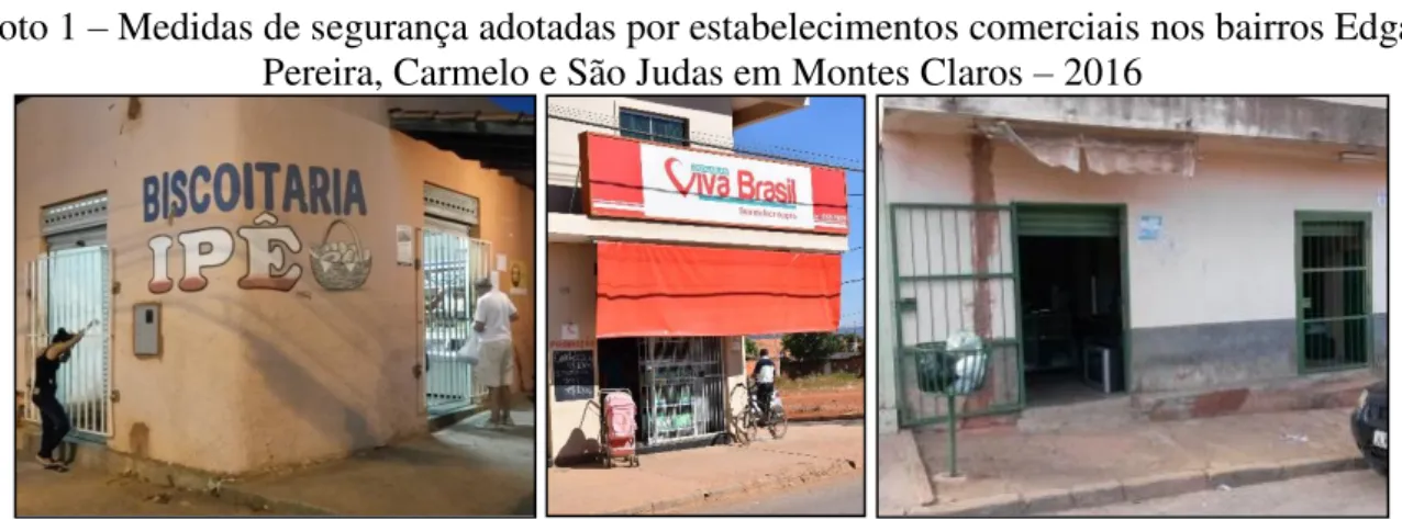 Foto 1 – Medidas de segurança adotadas por estabelecimentos comerciais nos bairros Edgar  Pereira, Carmelo e São Judas em Montes Claros  –  2016 