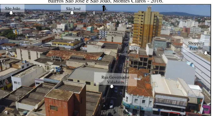 Foto 3 - Vista aérea da Praça Doutor Carlos Versiani em direção a Leste com destaque para os  bairros São José e São João, Montes Claros - 2016