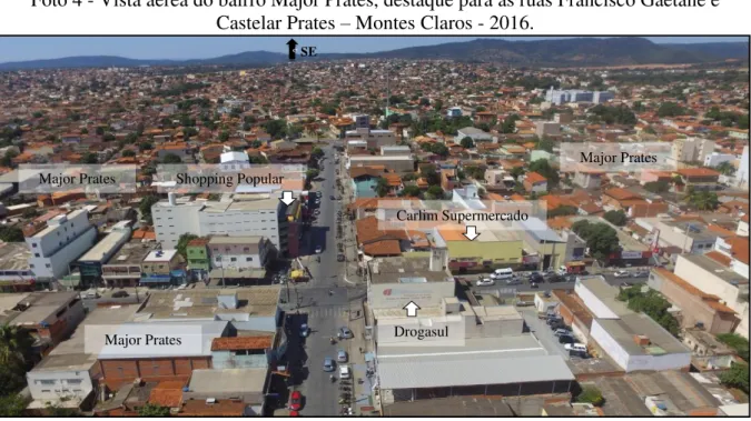 Foto 4 - Vista aérea do bairro Major Prates, destaque para as ruas Francisco Gaetane e  Castelar Prates  –  Montes Claros - 2016