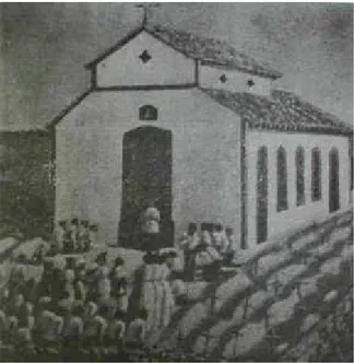 Figura 9 - Primeira Capela de N. S. do Carmo e São Sebastião, edificada em 1853 e  demolida em 1861