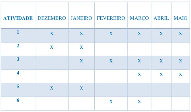 Tabela 3.1 Cronograma de atividades Fonte- Elaboração Própria. 