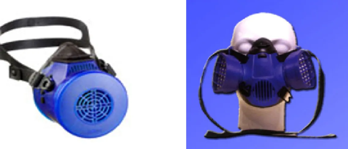 Figura 24 – Semi máscara de protecção (esquerda) e máscara filtrante (direita).