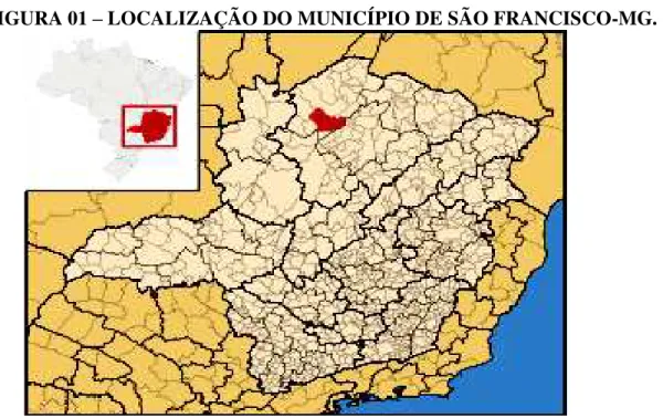 FIGURA 01  –  LOCALIZAÇÃO DO MUNICÍPIO DE SÃO FRANCISCO-MG. 