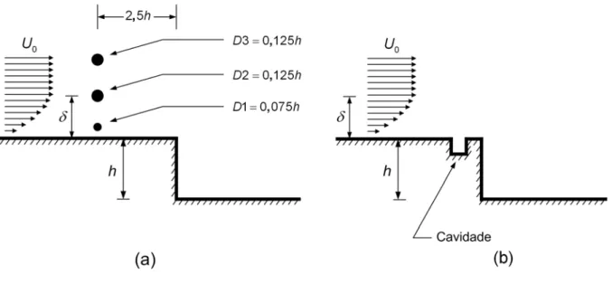 Figura 2.6. Métodos de perturbar a camada limite. (a) perturbação via cilindro; (b)  perturbação via cavidade - Isomoto e Honami (1989)