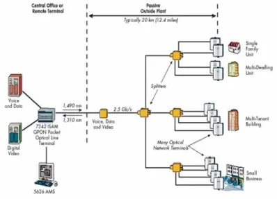 Figure 2.14 – Scheme of GPON network [24] 