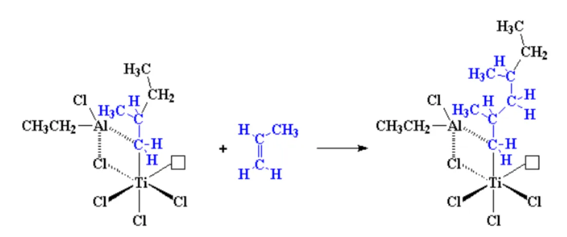 Figura 13  –  Representação da etapa de propagação da polimerização do propileno   (Ziegler-Natta Vinyl Polymerization, 2005)
