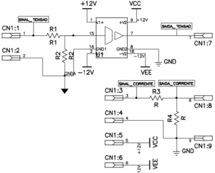 Figura 4-1 – Esquema elétrico do circuito utilizado para aquisição dos sinais para os testes  preliminares