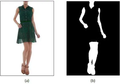 Figura 9 Ű Utilizando o descritor de presença de pele proposto em ( JAIN , 2011): (a) imagem original; (b) imagem binária onde a cor branca representa a presença de pele.