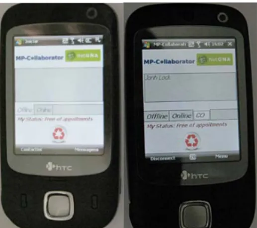 Fig.  7.    Michael  Long  PDA  –  (a)  MP-Collaborator  starts  and  (b)  with  John  Lock remote user