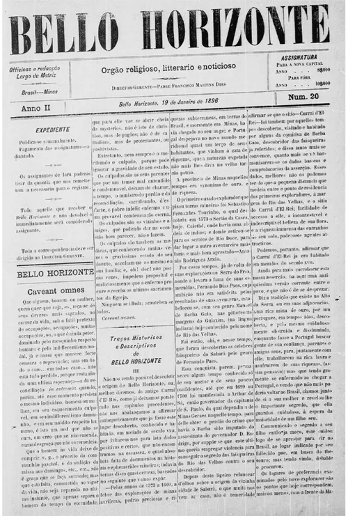 Figura 5: Jornal Bello Horizonte, Anno II, Num, 20, 19 de Janeiro de 1896 
