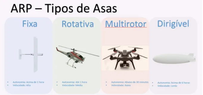 Figura 8  –  Classificação quanto ao tipo de asas de ARP (adaptado de Santos-2008). 