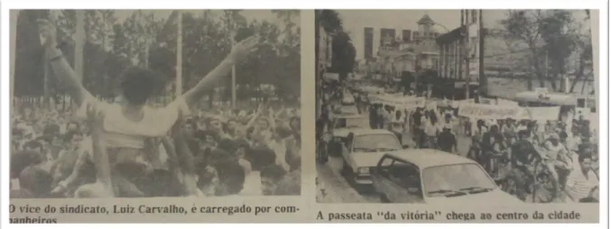 Foto 9. Comemorações após o fim da greve na Fundição Tupy, 1985 