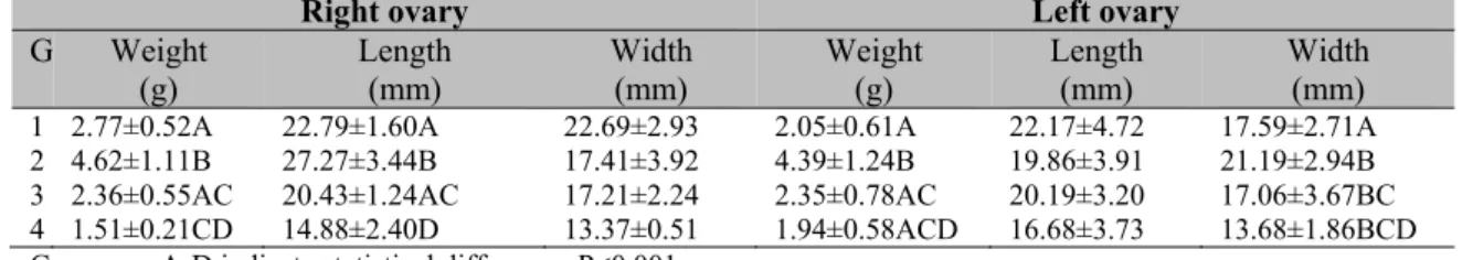 Table  1  shows  the  morphometry  results  of  the  ovaries throughout the estrous cycle