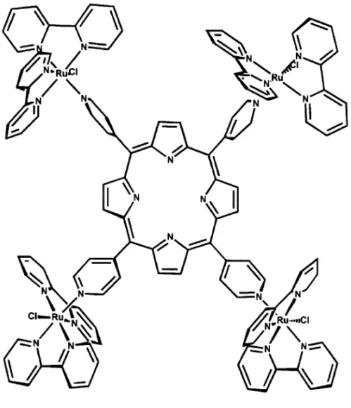 Fig. 7 – Structural representation of [TPyP{Ru(bipy) 2 Cl} 4 ] 4+ .