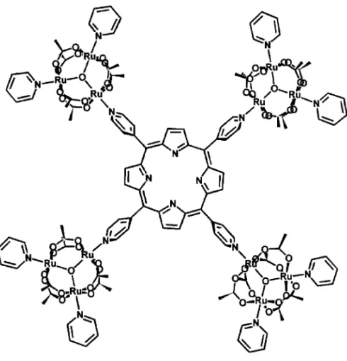 Fig. 8 – Structural representation of a dodecanuclear cluster-porphyrin supermolecule.