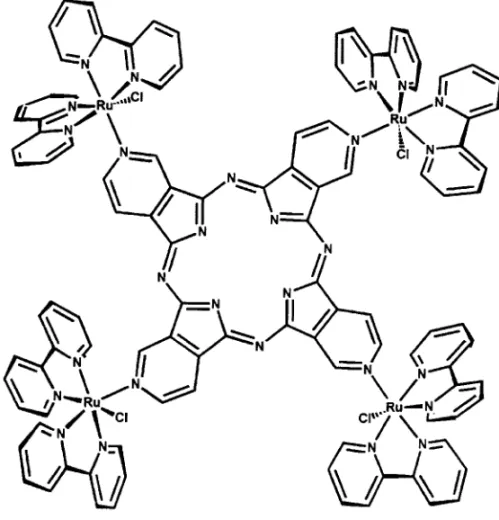 Fig. 9 – Structural representation of a tetraruthenated porphyrazine species.