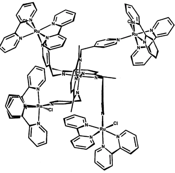 Fig. 4 – Structural representation of the [Fe(polyimine){Ru(bipy) 2 Cl} 4 ] 6+ complex.