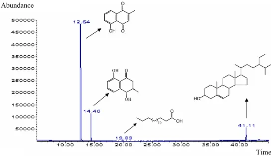 Fig. 4 – Chromatogram of the crude chloroform extract from roots of Plumbago scandens obtained by dynamic maceration.