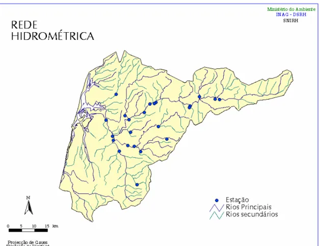 Figura 4.1 - Rede hidrométrica da bacia do Vouga 