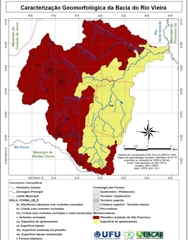Figura 17 - Mapa de Caracterização geomorfológica da bacia do Rio Vieira 