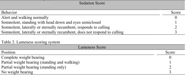 Table 1. Sedation scoring system 