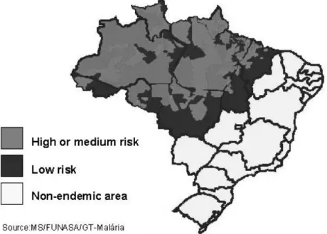 Fig. 1 – Malaria risk areas in Brazil.