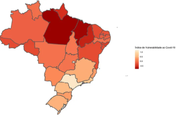 Figura 2: Índice de Vulnerabilidade ao Covid-19  (Positivo = melhor; em desvios padrão ao redor da média) 