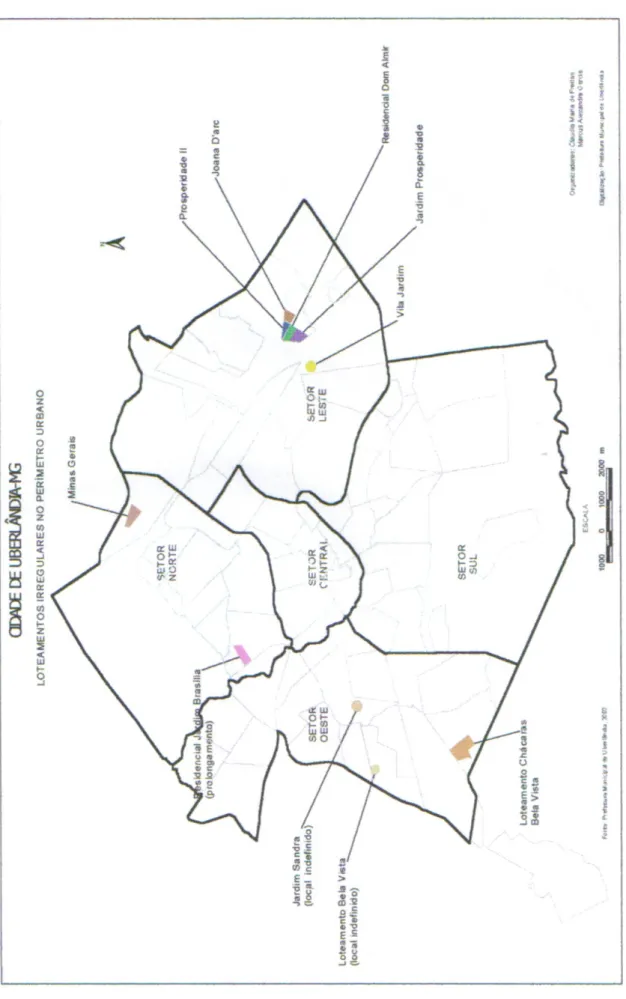 Figura 2 – Loteamentos irregulares no perímetro urbano de Uberlândia. 