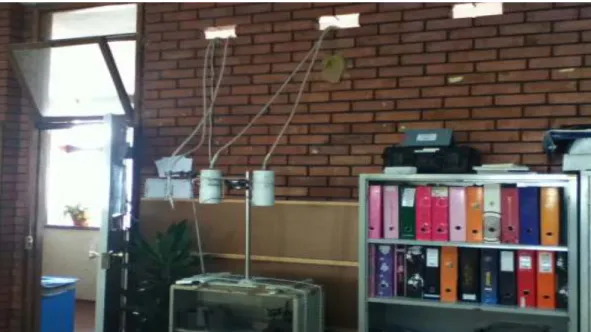 Fig 3.6 Photo to show sampling set up for Active sampling indoors. 
