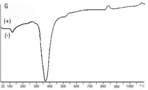 Fig. 1 – Differential thermal analysis curve in air of Al(OH)Ac 2 crystals.