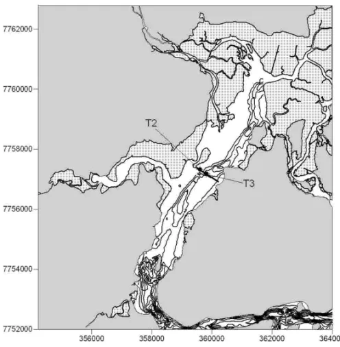 Fig. 3 – Core locations in relation to the present bottom morphology.